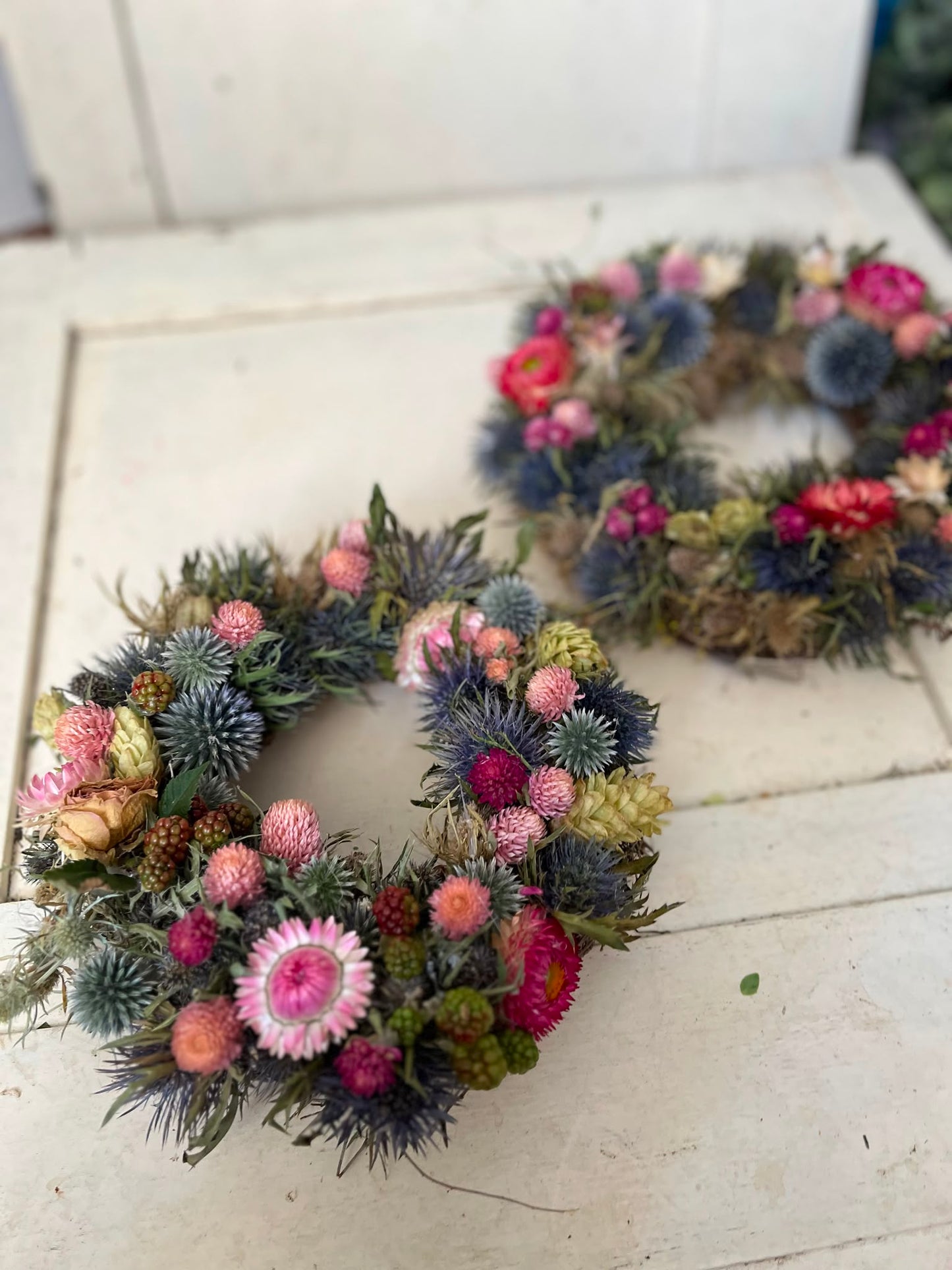Trockenblumenkranz Dekokranz handgemacht | Wandkranz Türkranz Natur | Boho Tischdeko Kerzenkranz Unikat | Geschenk Idee, 20cm / 23cm