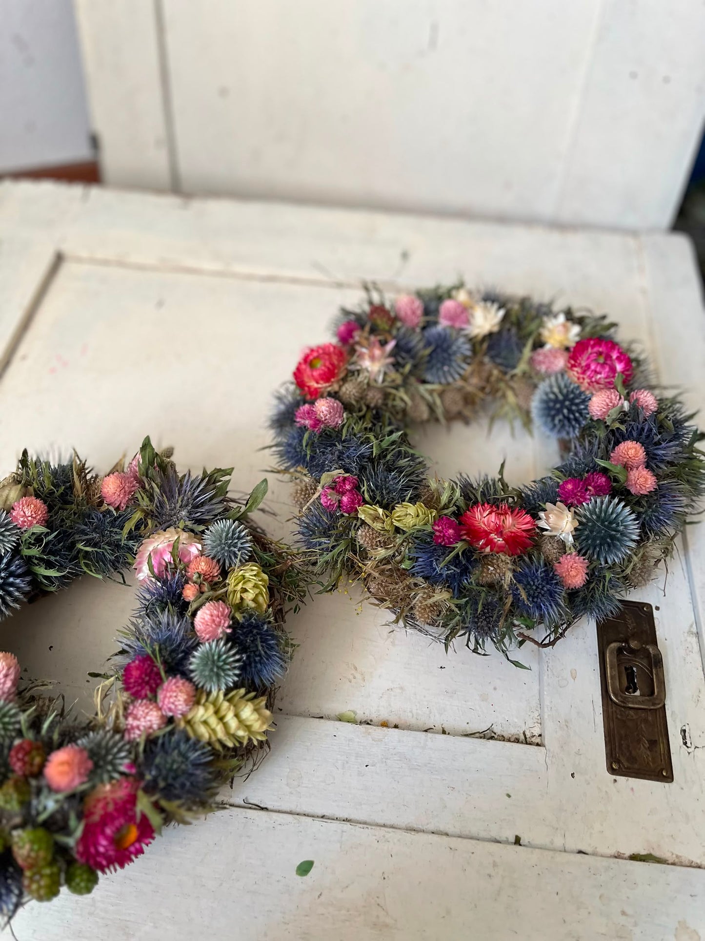 Trockenblumenkranz Dekokranz handgemacht | Wandkranz Türkranz Natur | Boho Tischdeko Kerzenkranz Unikat | Geschenk Idee, 20cm / 23cm