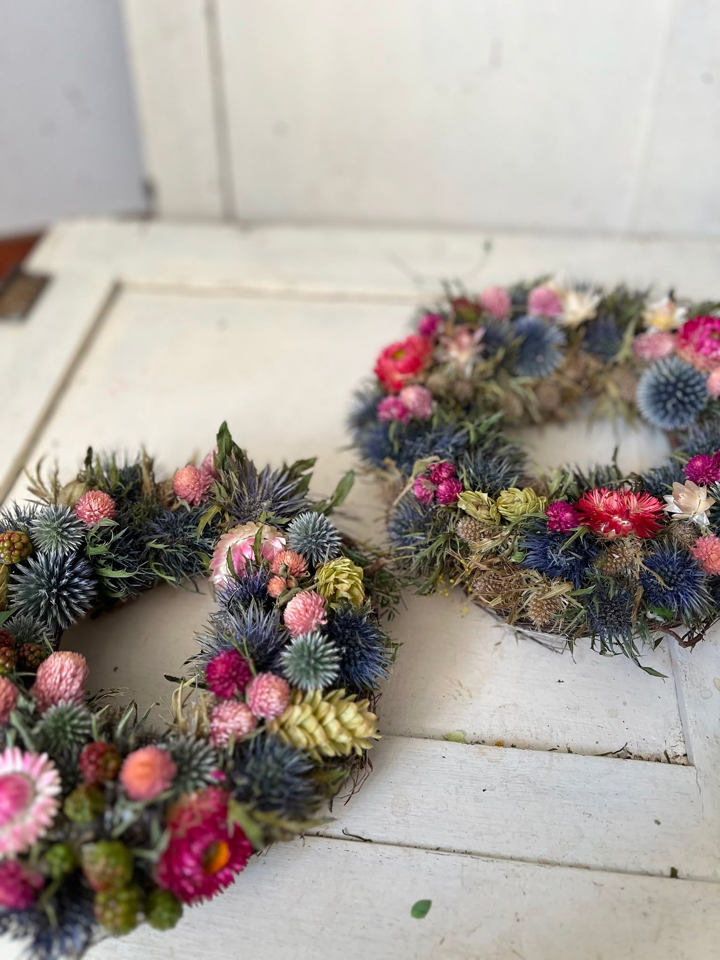 Trockenblumenkranz Dekokranz handgemacht | Wandkranz Türkranz Natur | Boho Tischdeko Kerzenkranz Unikat | Geschenk Idee, 20cm / 23cm