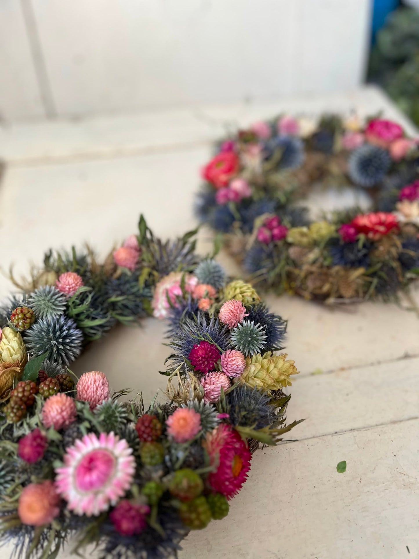 Trockenblumenkranz Dekokranz handgemacht | Wandkranz Türkranz Natur | Boho Tischdeko Kerzenkranz Unikat | Geschenk Idee, 20cm / 23cm