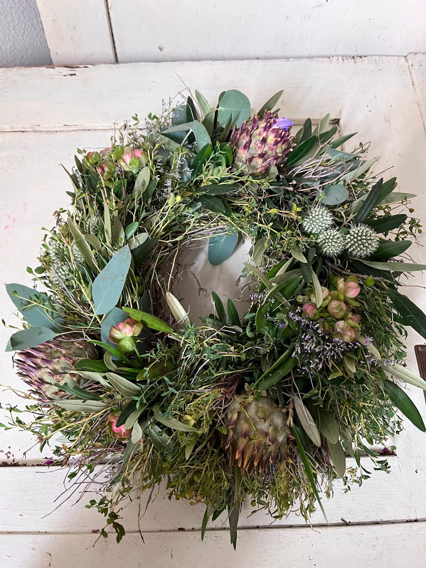Exklusiver Trockenblumenkranz groß | Dekokranz Natur edel handgemacht | Türkranz Wandkranz Unikat | Boho Tischdeko Windlicht, 30cm / 40cm