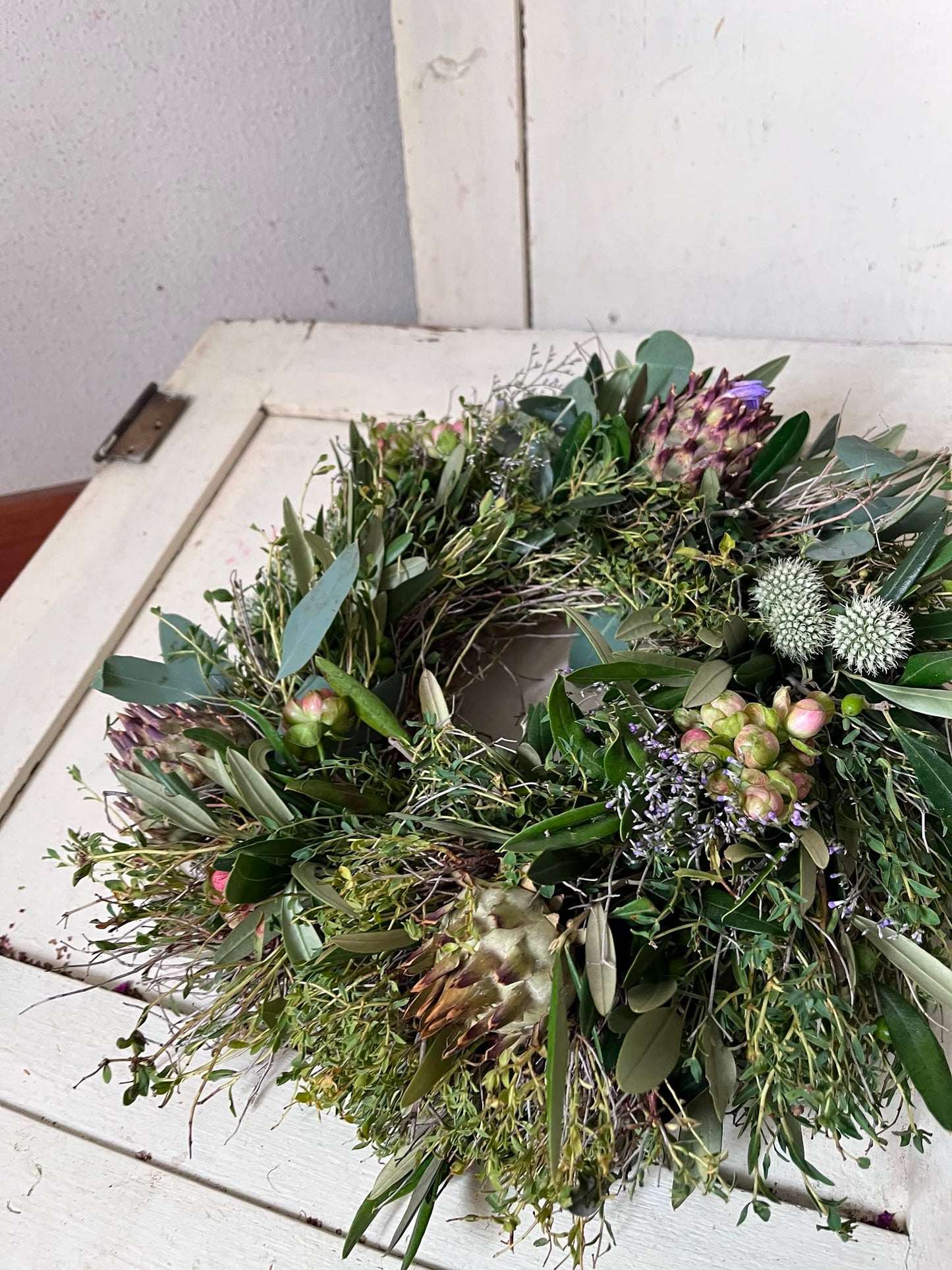 Exklusiver Trockenblumenkranz groß | Dekokranz Natur edel handgemacht | Türkranz Wandkranz Unikat | Boho Tischdeko Windlicht, 30cm / 40cm