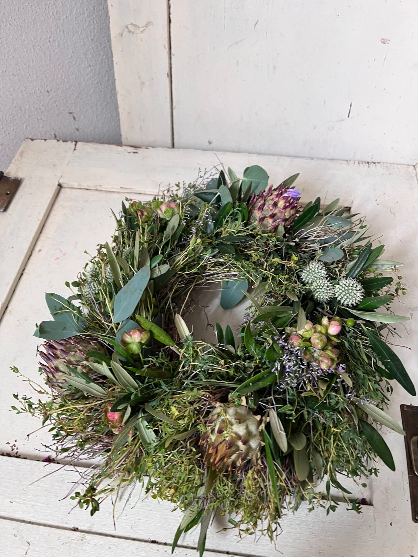 Exklusiver Trockenblumenkranz groß | Dekokranz Natur edel handgemacht | Türkranz Wandkranz Unikat | Boho Tischdeko Windlicht, 30cm / 40cm