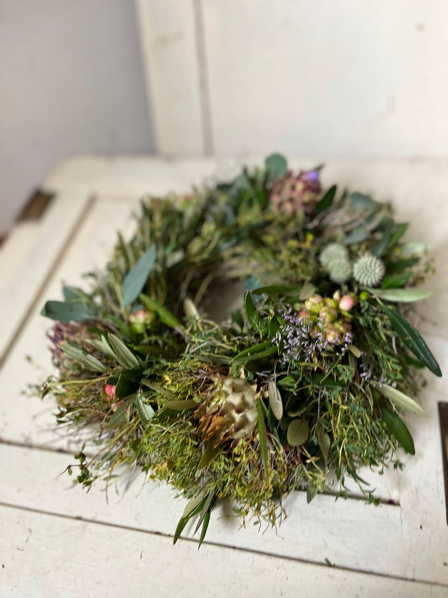 Exklusiver Trockenblumenkranz groß | Dekokranz Natur edel handgemacht | Türkranz Wandkranz Unikat | Boho Tischdeko Windlicht, 30cm / 40cm