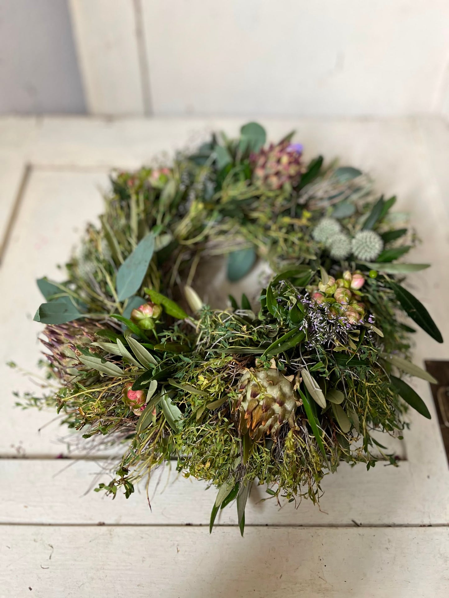Exklusiver Trockenblumenkranz groß | Dekokranz Natur edel handgemacht | Türkranz Wandkranz Unikat | Boho Tischdeko Windlicht, 30cm / 40cm