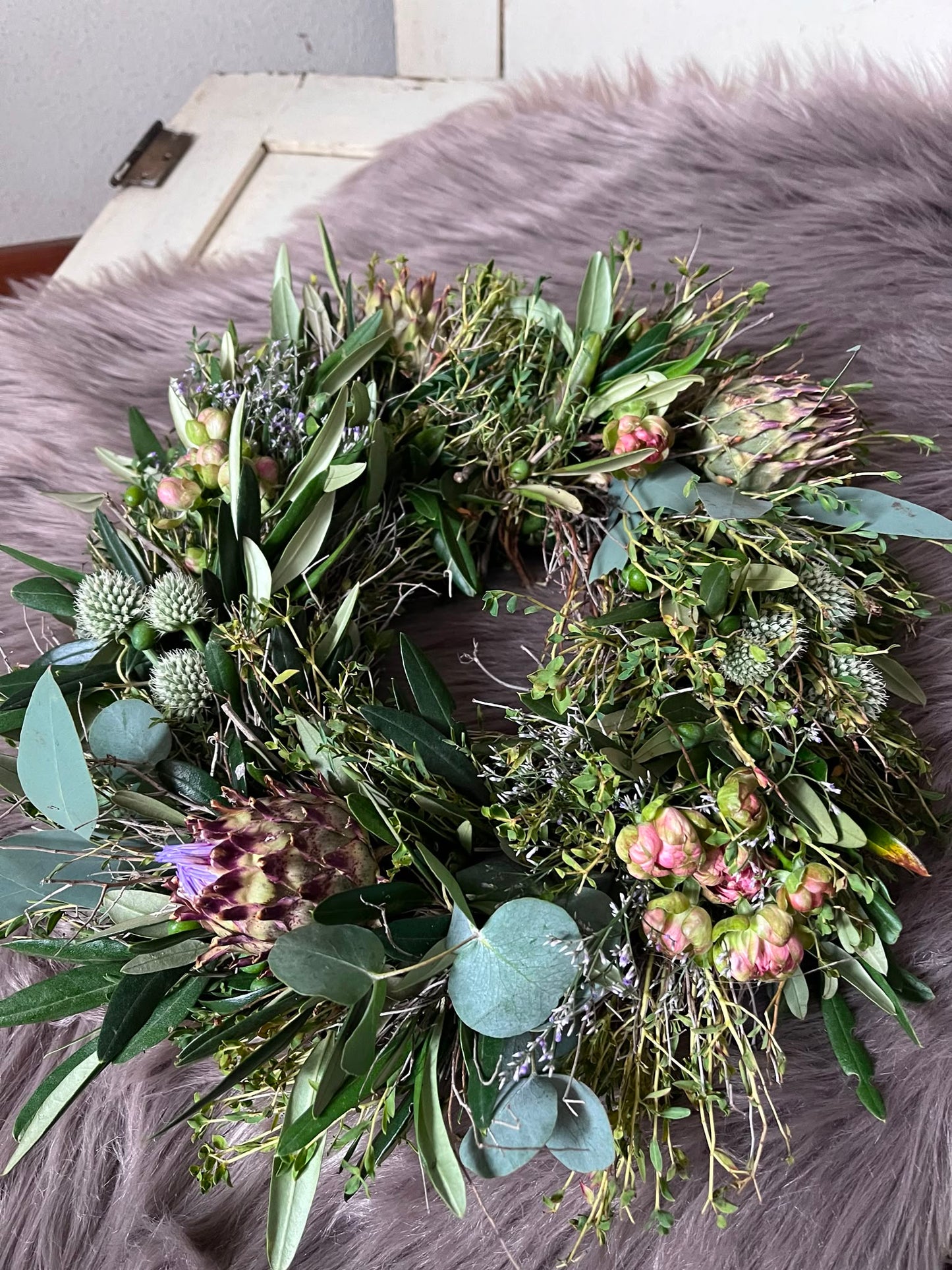 Exklusiver Trockenblumenkranz groß | Dekokranz Natur edel handgemacht | Türkranz Wandkranz Unikat | Boho Tischdeko Windlicht, 30cm / 40cm