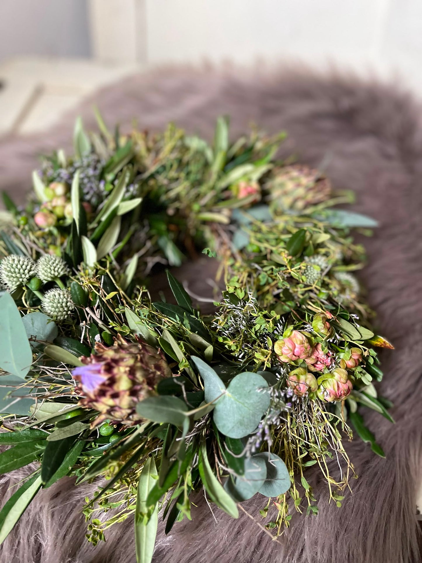 Exklusiver Trockenblumenkranz groß | Dekokranz Natur edel handgemacht | Türkranz Wandkranz Unikat | Boho Tischdeko Windlicht, 30cm / 40cm