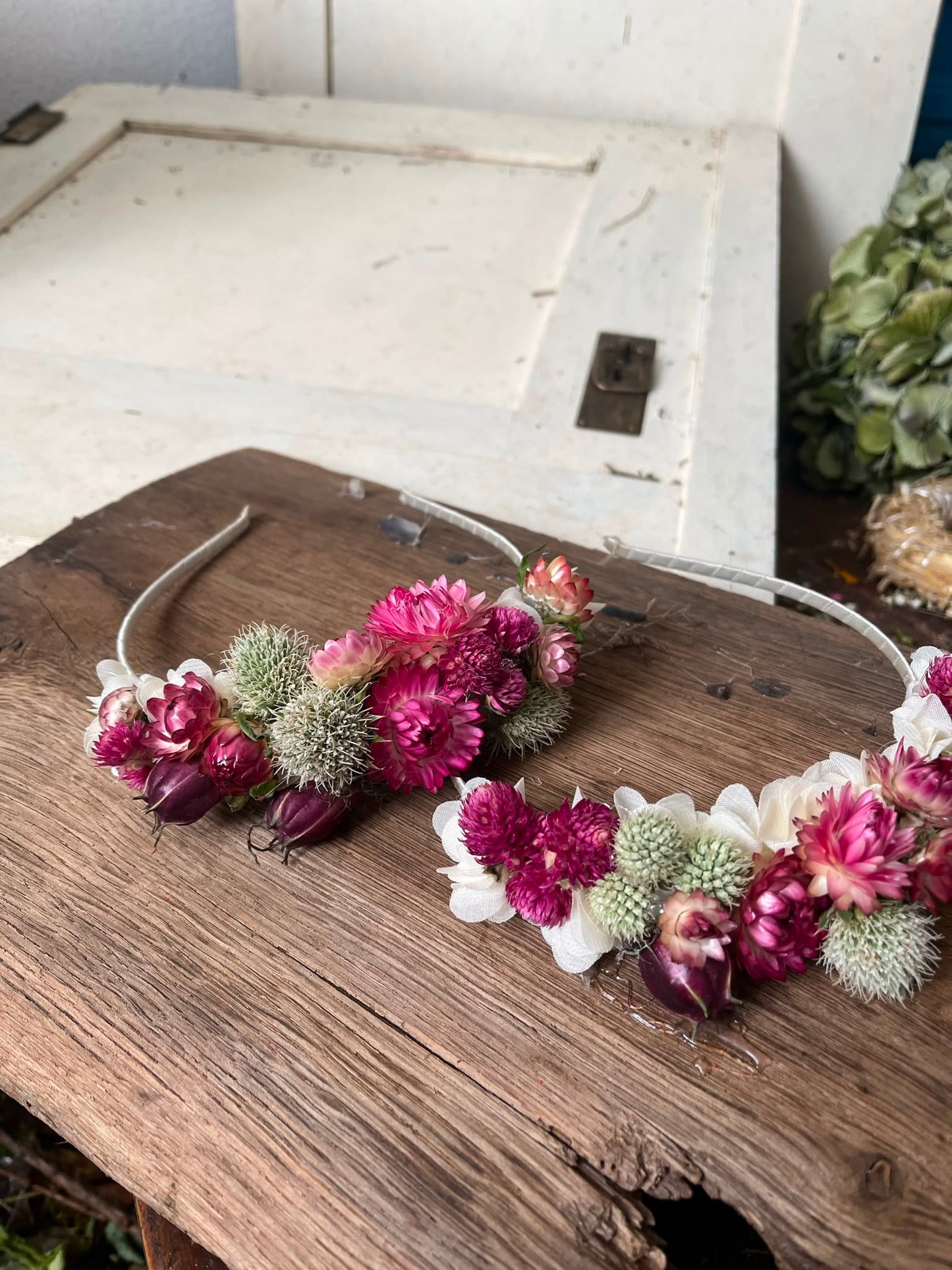 Trockenblumen Haarreifen Handgemacht | Blumenhaarreifen Hochzeit, Brautjungfer, Festival | Haar-Accessoire mit Echten Blumen