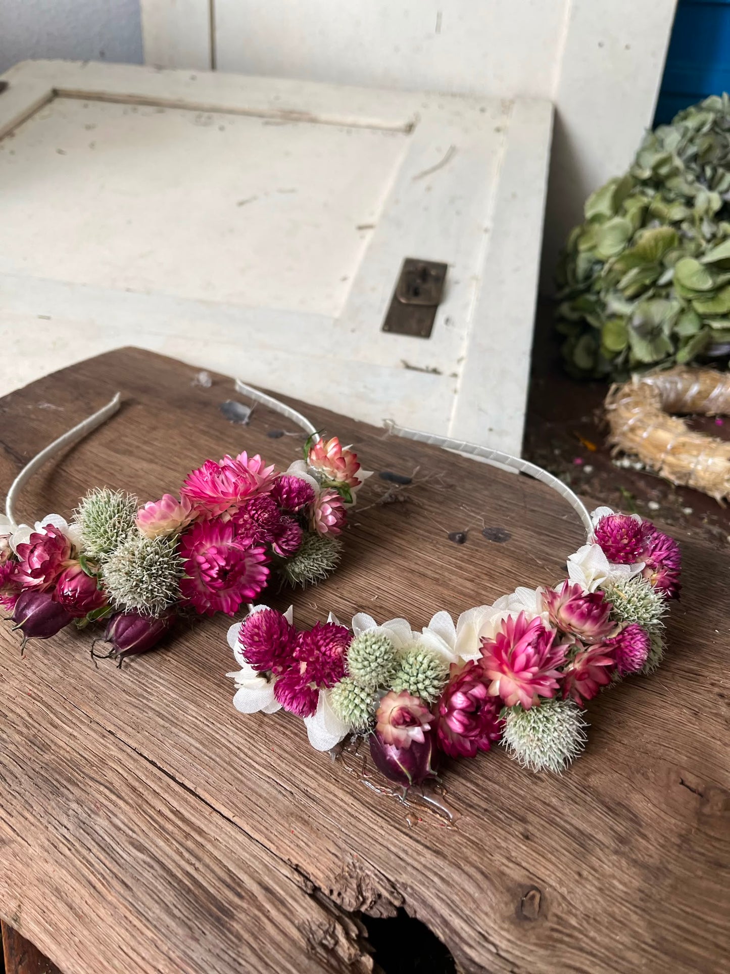 Trockenblumen Haarreifen Handgemacht | Blumenhaarreifen Hochzeit, Brautjungfer, Festival | Haar-Accessoire mit Echten Blumen