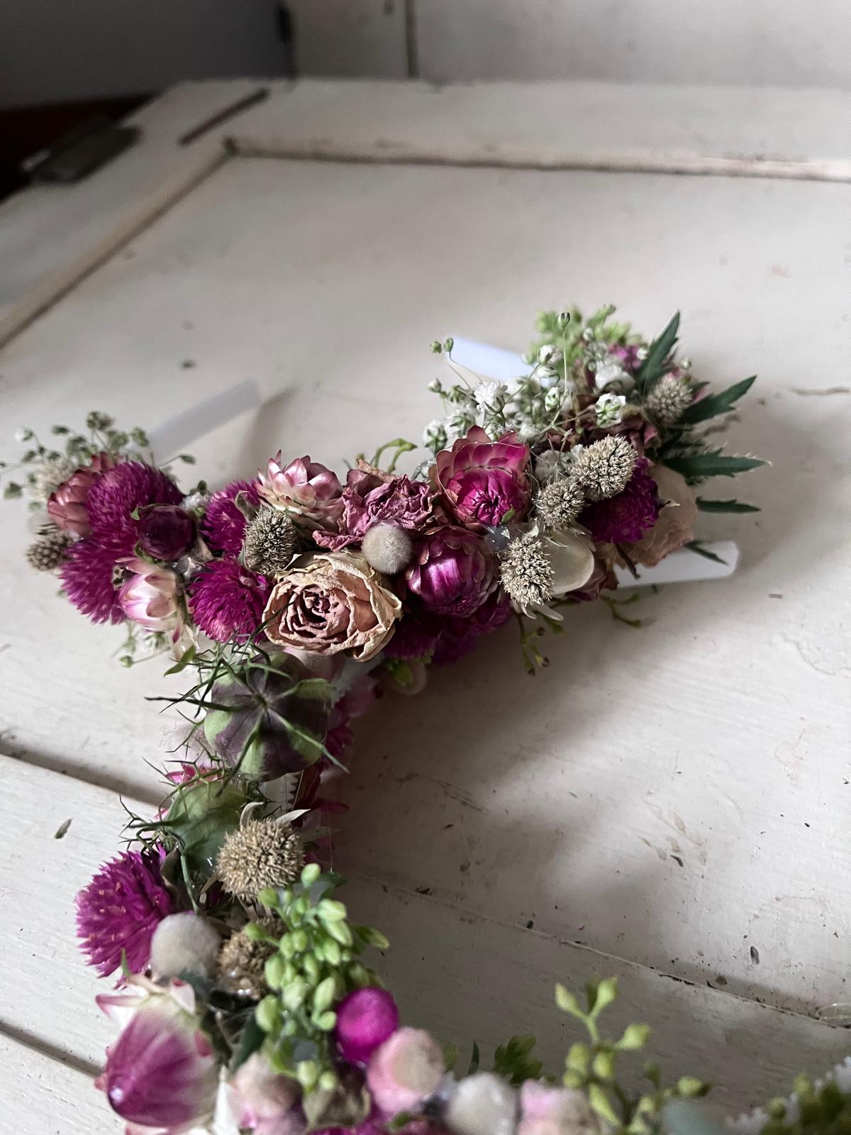 Trockenblumen Haarreifen Handgemacht | Blumenhaarreifen Hochzeit, Brautjungfer, Festival | Haar-Accessoire mit Echten Blumen