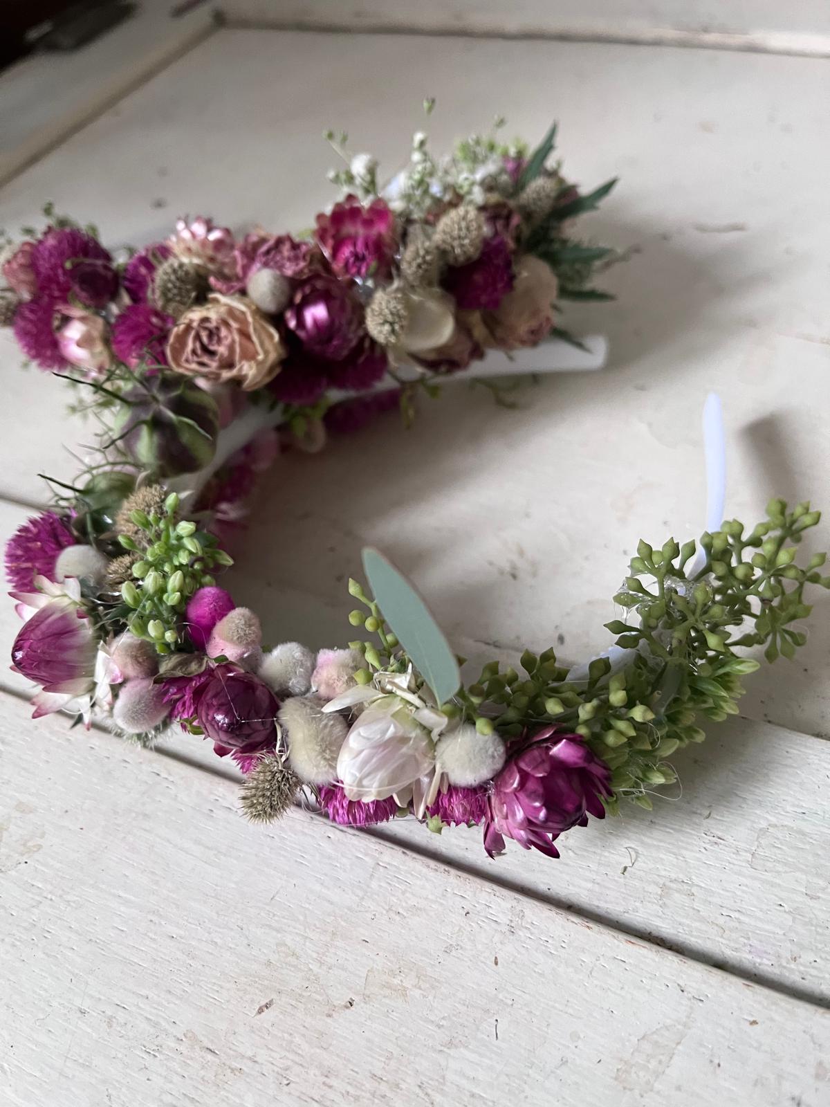 Trockenblumen Haarreifen Handgemacht | Blumenhaarreifen Hochzeit, Brautjungfer, Festival | Haar-Accessoire mit Echten Blumen
