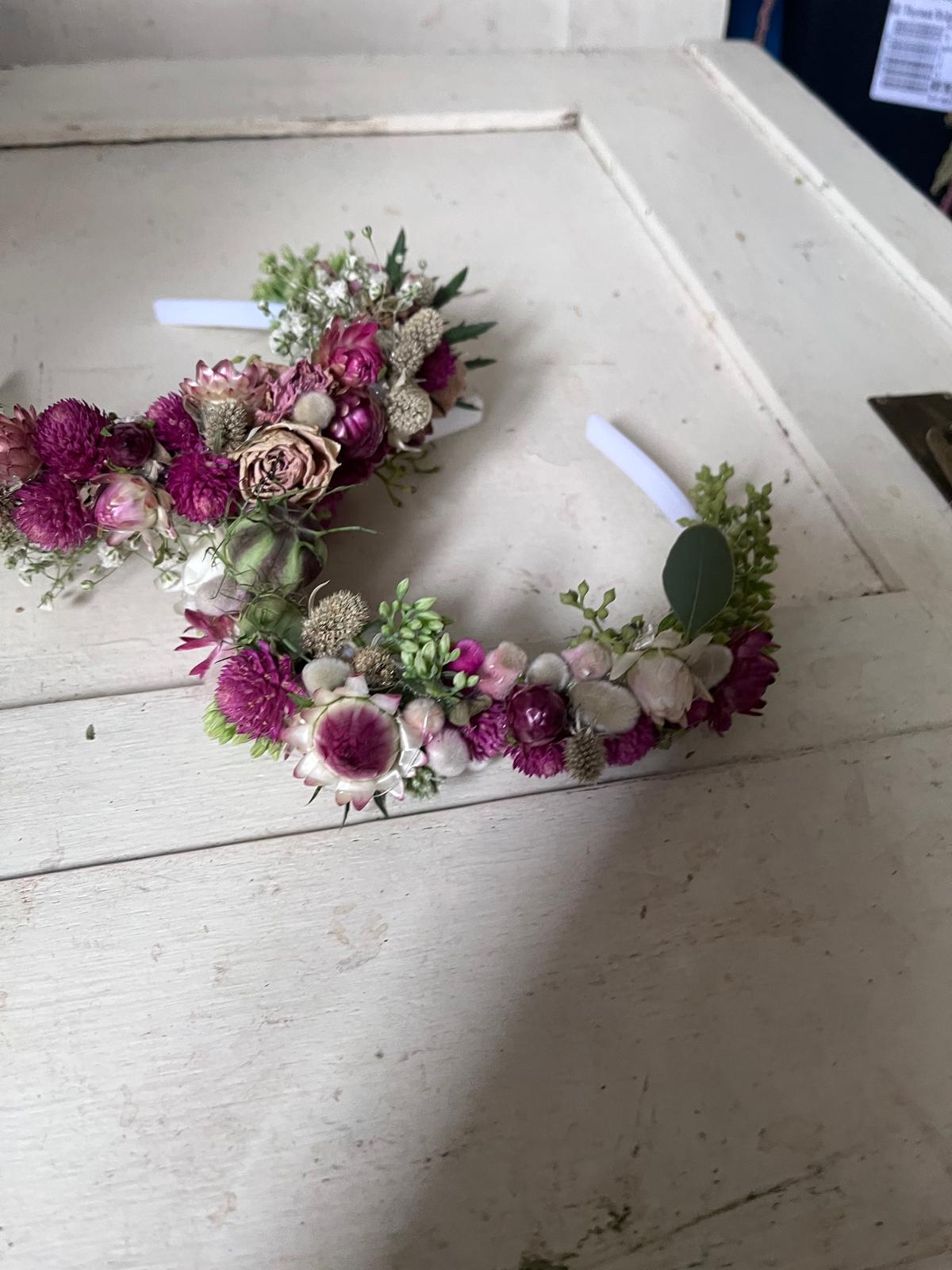 Trockenblumen Haarreifen Handgemacht | Blumenhaarreifen Hochzeit, Brautjungfer, Festival | Haar-Accessoire mit Echten Blumen
