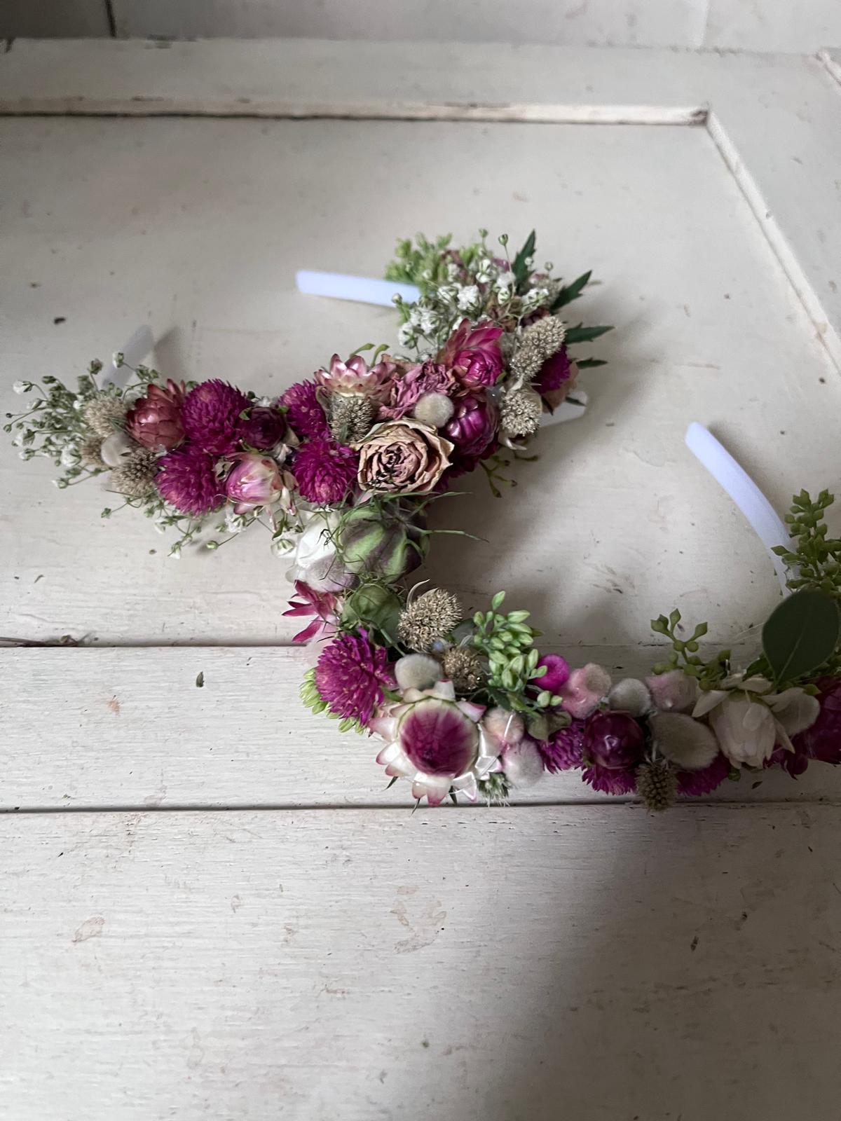 Trockenblumen Haarreifen Handgemacht | Blumenhaarreifen Hochzeit, Brautjungfer, Festival | Haar-Accessoire mit Echten Blumen