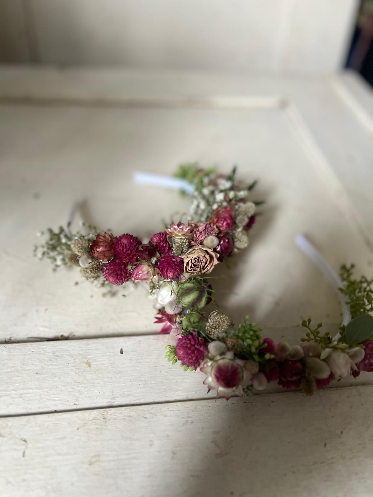 Trockenblumen Haarreifen Handgemacht | Blumenhaarreifen Hochzeit, Brautjungfer, Festival | Haar-Accessoire mit Echten Blumen