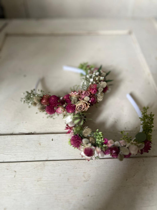 Trockenblumen Haarreifen Handgemacht | Blumenhaarreifen Hochzeit, Brautjungfer, Festival | Haar-Accessoire mit Echten Blumen