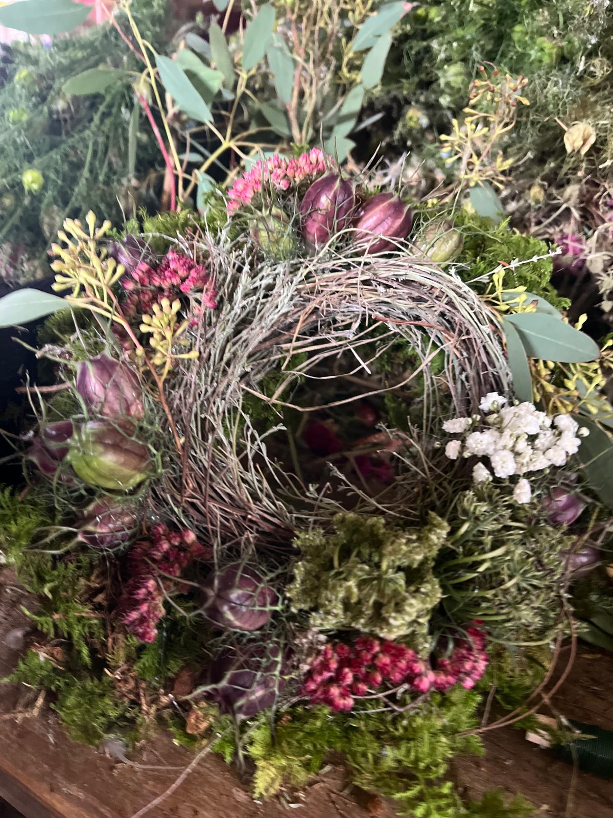 Mooskranz Natur Deko Herbst | Handgefertigter Herbstkranz Tischdeko & Türkranz aus Moos | Jeder Kranz ein Unikat 20cm 25cm