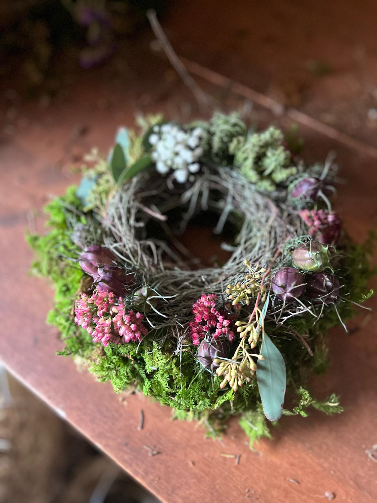 Mooskranz Natur Deko Herbst | Handgefertigter Herbstkranz Tischdeko & Türkranz aus Moos | Jeder Kranz ein Unikat 20cm 25cm