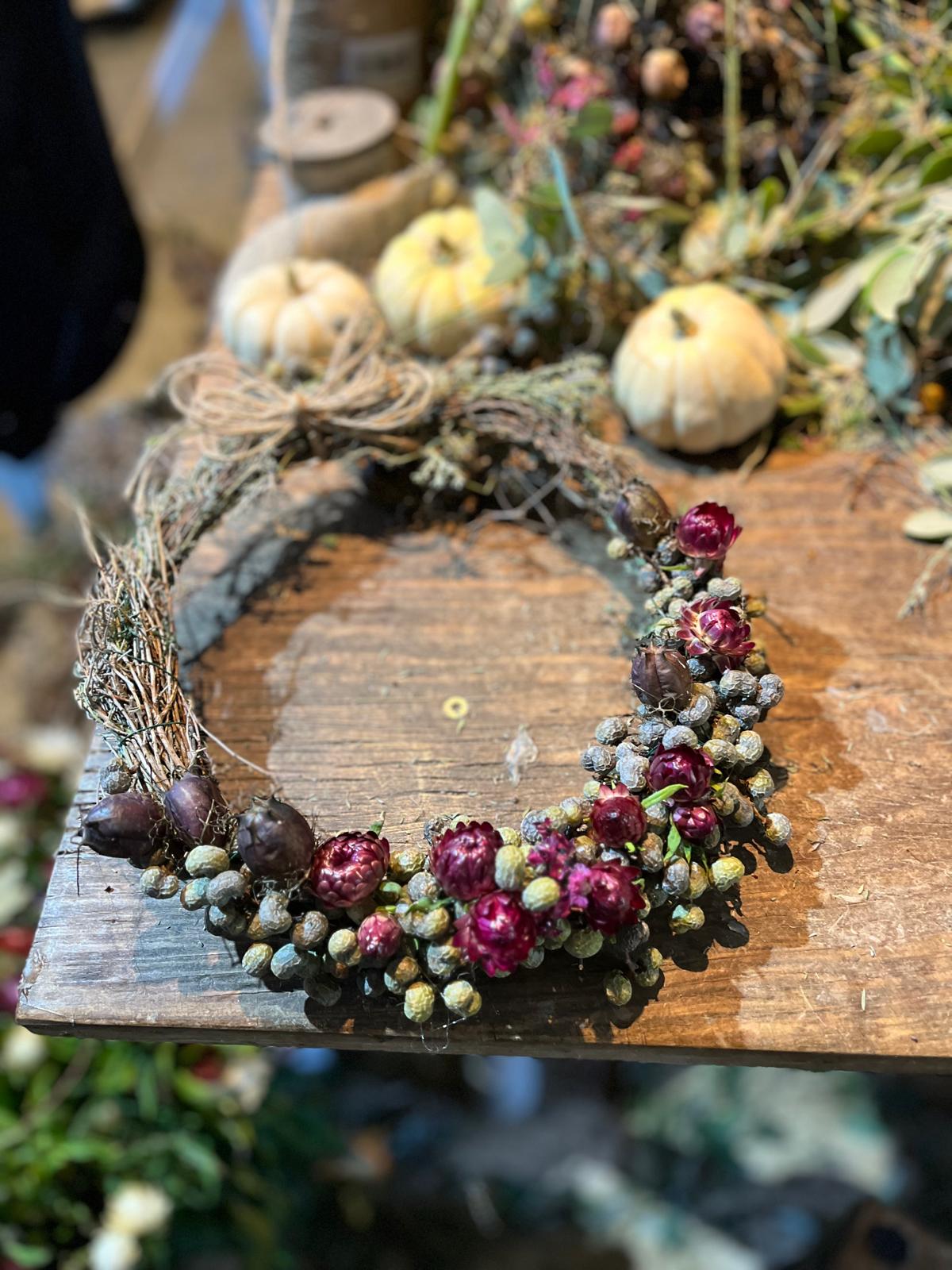 Herbstkranz Trockenblumen Zeitlose Herbstdeko Wandkranz Türkranz zum Aufhängen Naturdeko Geschenkidee | 20cm & 25cm