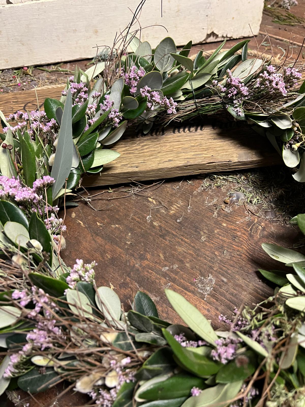 Frühlingskranz handgebunden | Palmkätzchen & Thymian | Türkranz Natur | Tischdeko grün | Unikat handmade