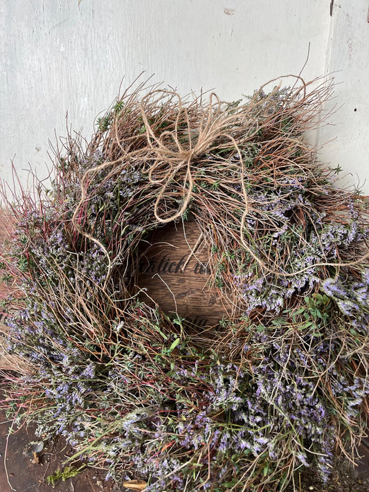 Trockenkranz aus Thymian & Strandflieder – Wetterfest & Zeitlos für Tür oder Tisch