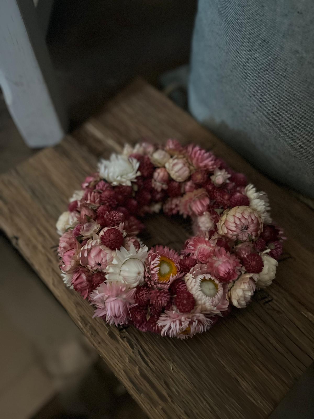 Trockenblumenkranz 16 cm – Wandkranz & Tischdeko – Boho Dekoration handgefertigt – Unikat