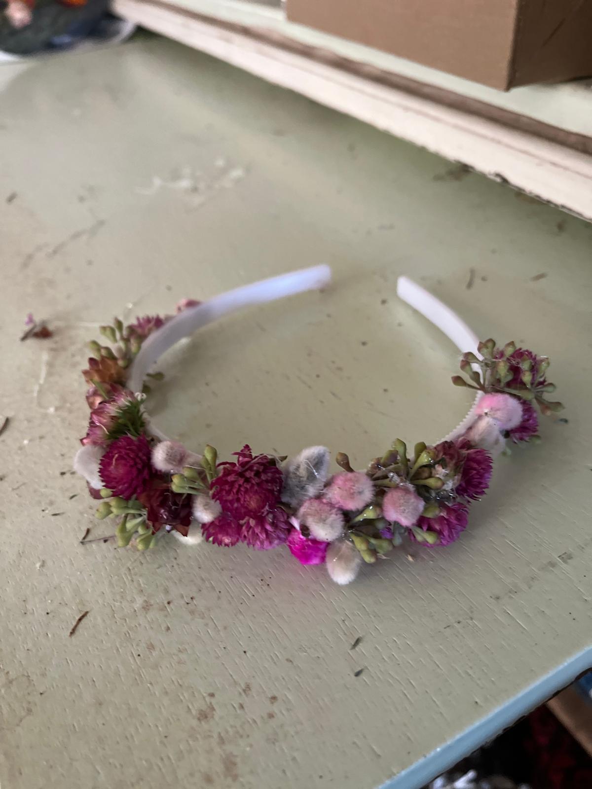 Trockenblumen Haarreifen Handgemacht | Blumenhaarreifen Hochzeit, Brautjungfer, Festival | Haar-Accessoire mit Echten Blumen