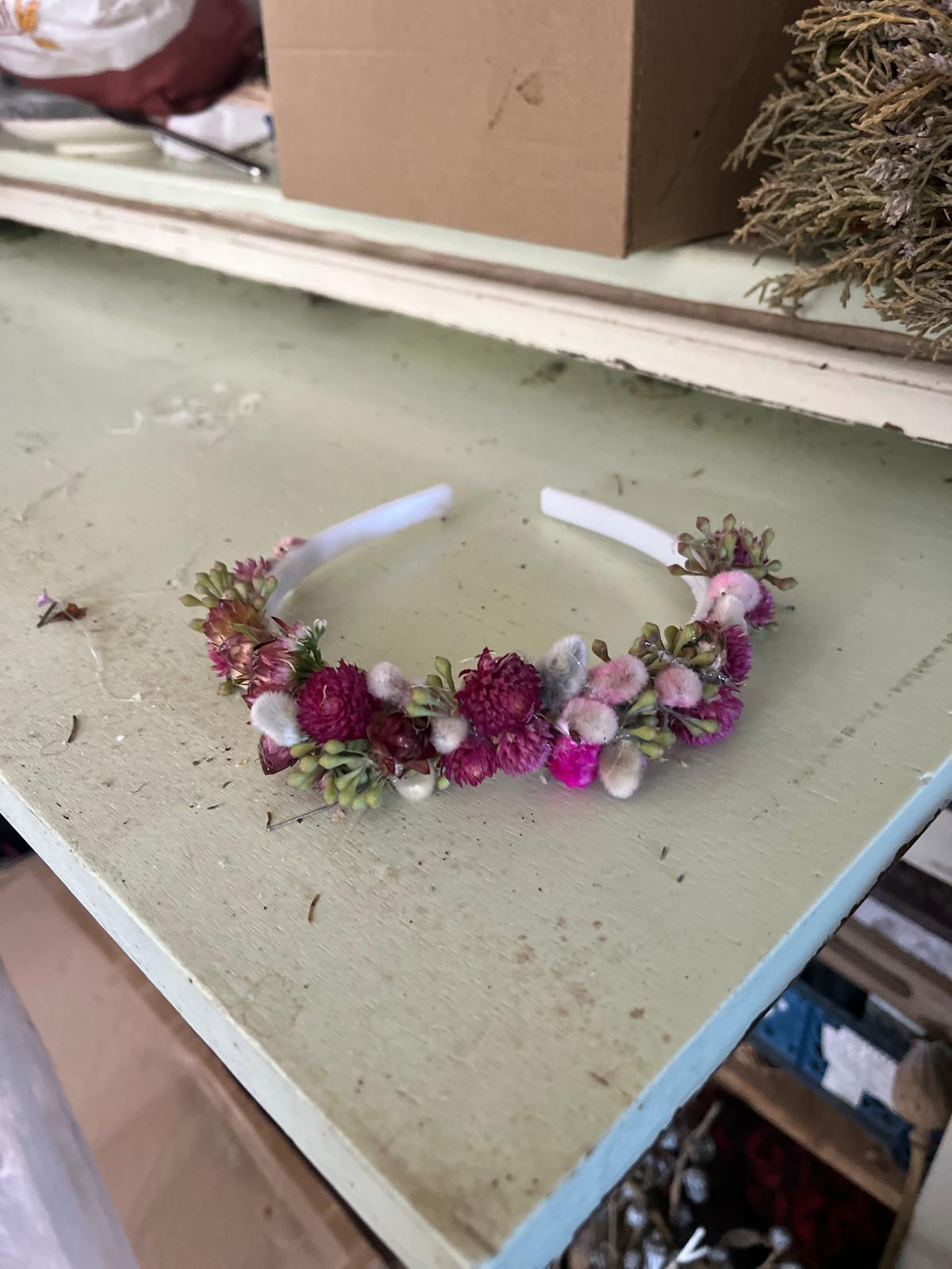 Trockenblumen Haarreifen Handgemacht | Blumenhaarreifen Hochzeit, Brautjungfer, Festival | Haar-Accessoire mit Echten Blumen