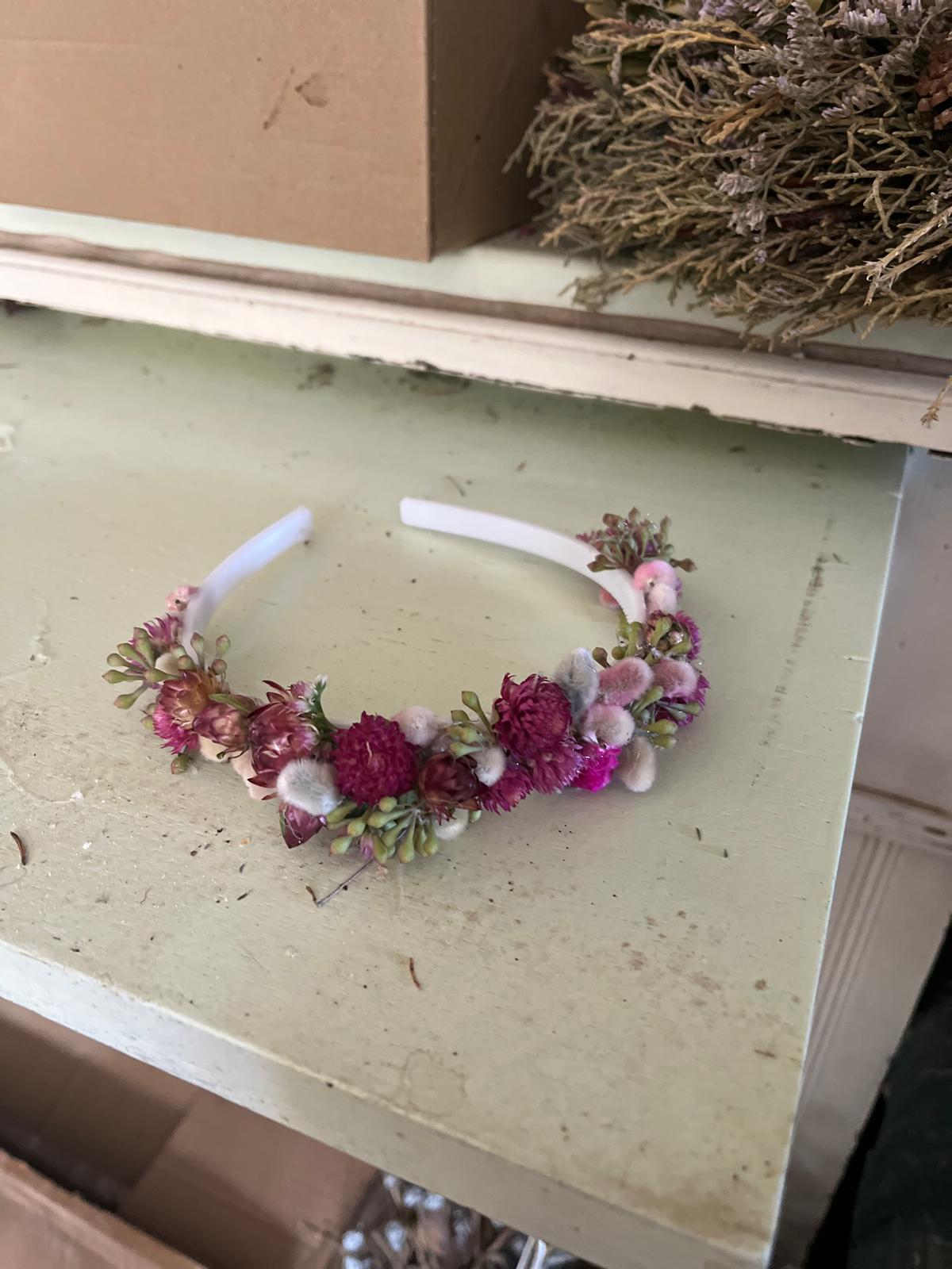 Trockenblumen Haarreifen Handgemacht | Blumenhaarreifen Hochzeit, Brautjungfer, Festival | Haar-Accessoire mit Echten Blumen