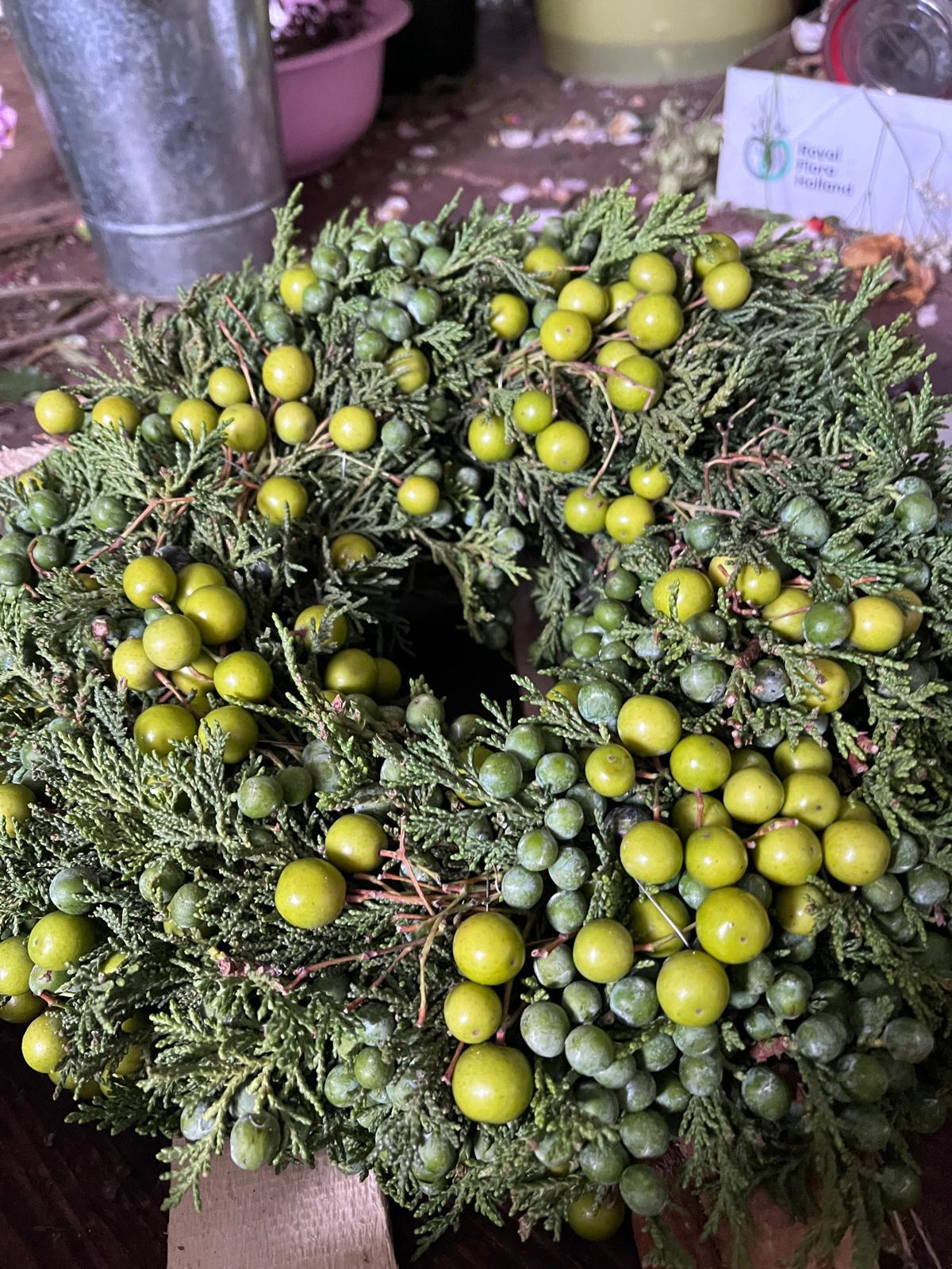 Türkranz Beerenkranz 23 cm | Herbstkranz, Tischkranz mit Beeren | Deko Kranz Natur Look Unikat