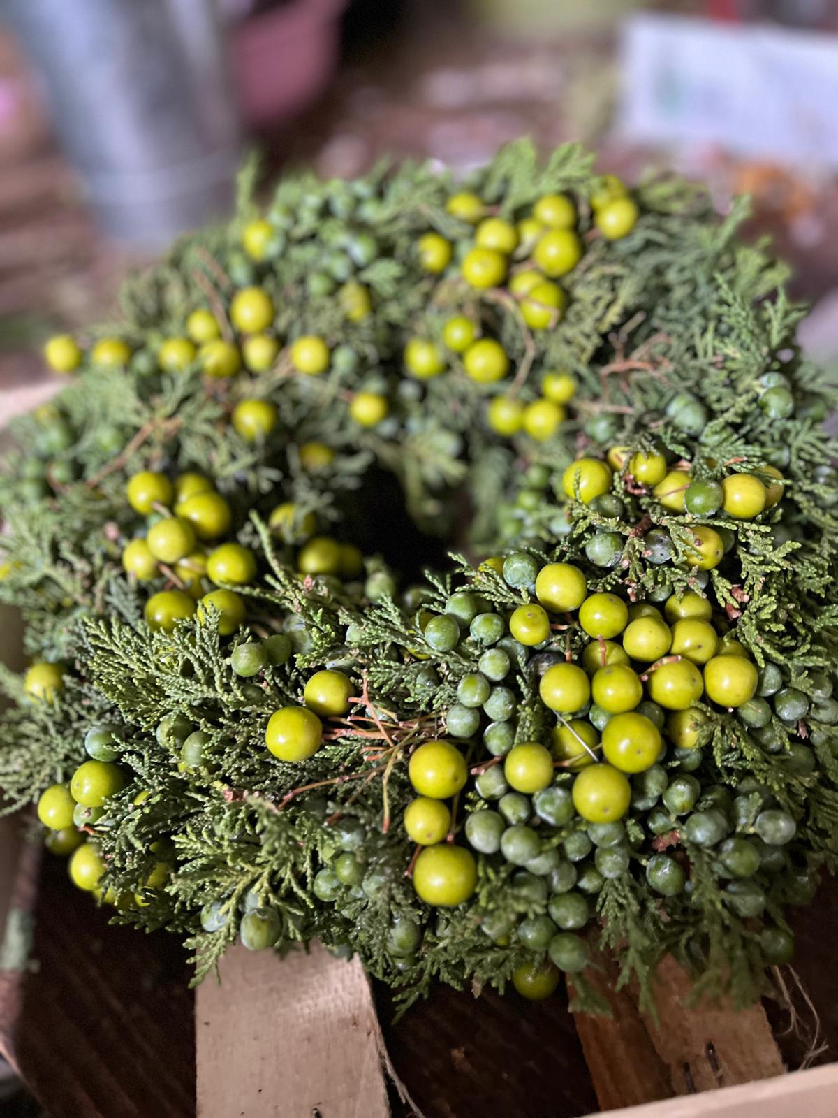 Türkranz Beerenkranz 23 cm | Herbstkranz, Tischkranz mit Beeren | Deko Kranz Natur Look Unikat