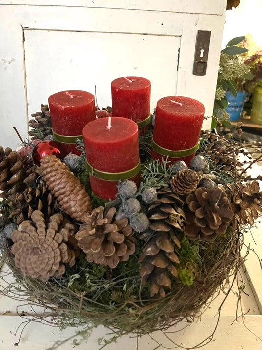 Großer Adventskranz (35 cm) – Dick gebundenes Unikat – Höhe ca. 20 cm